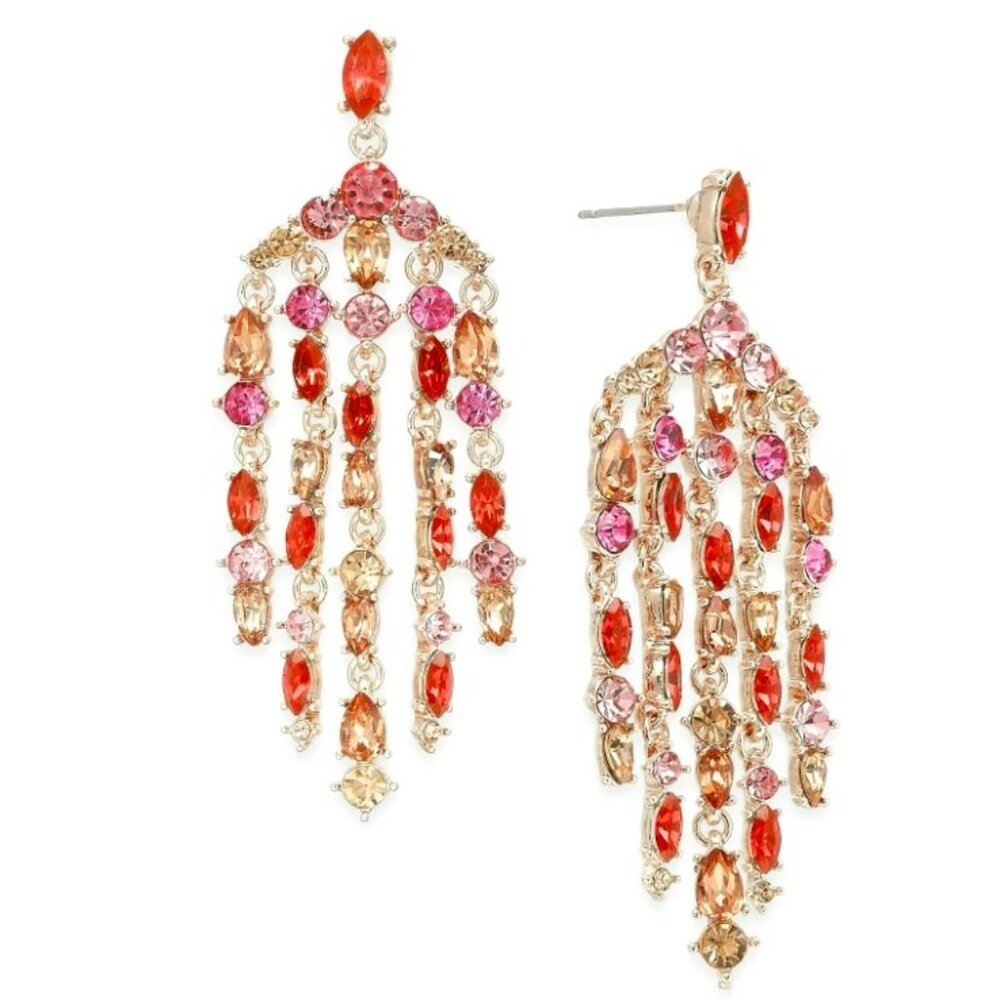 INC pink crystal chandelier earrings - new